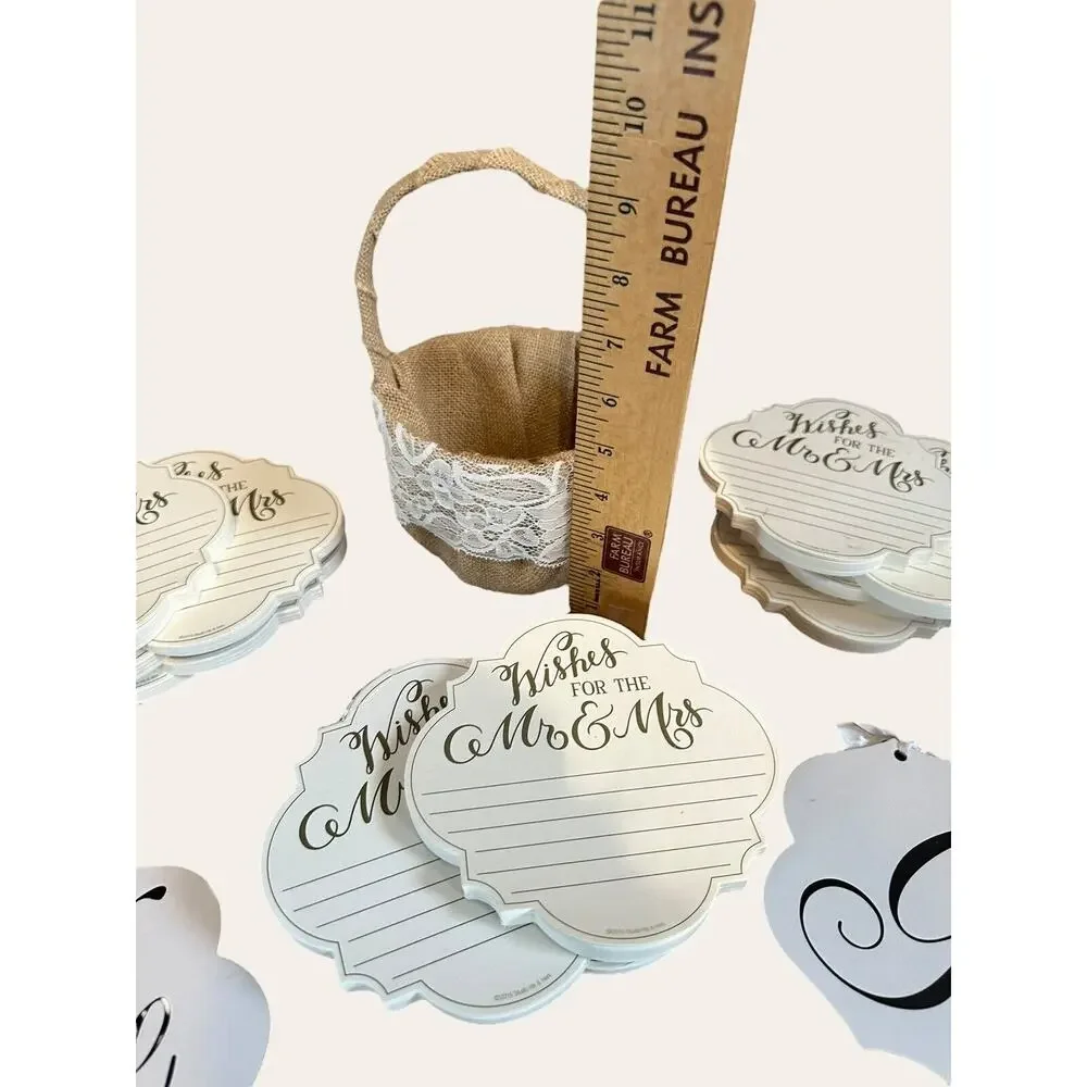Wedding Lot Bride Groom Thank You Signs & Wishes 15 Guest Note Pads Basket